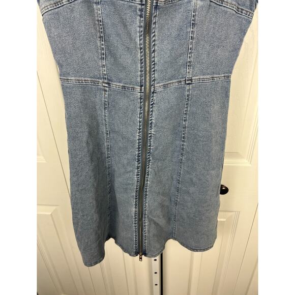 RSQ Denim Zip Front Sleeveless Dress Size Medium Denim Jean Dress Jumper - Picture 4 of 6